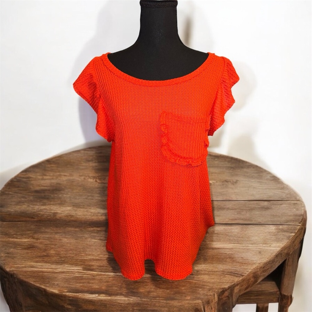 Entro Red Flutter Sleeve Pocket Tank